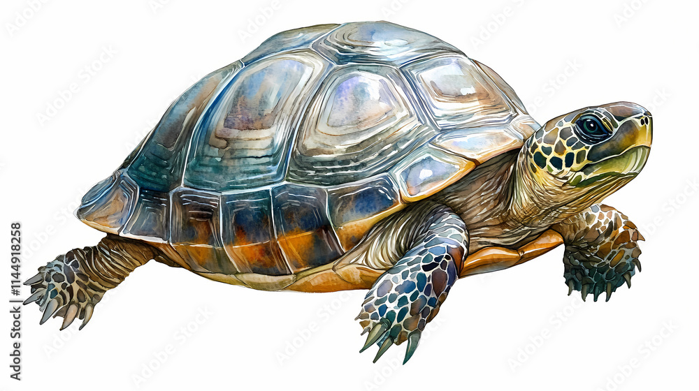 Fototapeta premium Colorful watercolor turtle illustration. Carapace. Illustration