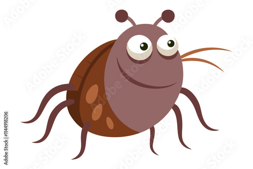 Vector illustration of a cartoon louse animation painted with watercolor, isolated on a white background, fun insect character design, vibrant colors, hand-painted look, perfect for educational or art