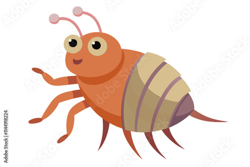 Vector illustration of a cartoon louse animation painted with watercolor, isolated on a white background, fun insect character design, vibrant colors, hand-painted look, perfect for educational or art
