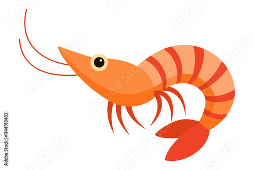 Vector Illustration of a Cartoon Shrimp Animation Painted with Watercolor, Isolated on a White Background, Shrimp Animation, Vector Illustration, Hand-Drawn Shrimp Artwork, Watercolor Shrimp Clipart,