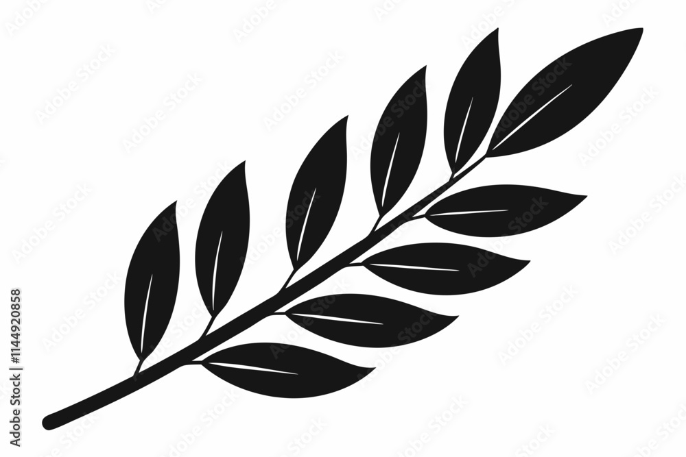 Fototapeta premium olive leaf line art silhouette vector illustration