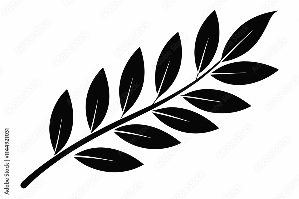 Fototapeta premium olive leaf line art silhouette vector illustration