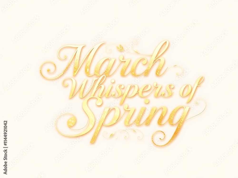 March Whispers Of Spring Golden Text Design March Whispers Of Spring Golden Text Design