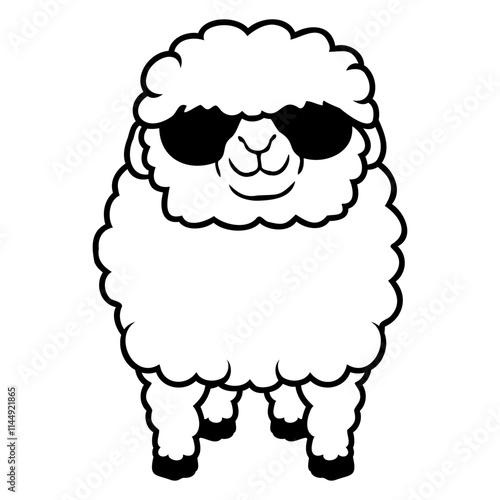 Sheep Sunglasses Party Lamb Cute Cool Farm Animal Design Lover Art Vector Illustration Card T-Shirt Poster Sticker Graphic Print Decorative Drawing Isolated Logo Decoration Symbol Creative Cool Style
