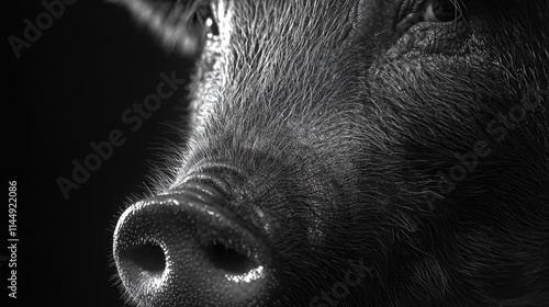 Black pig nose close-up photo