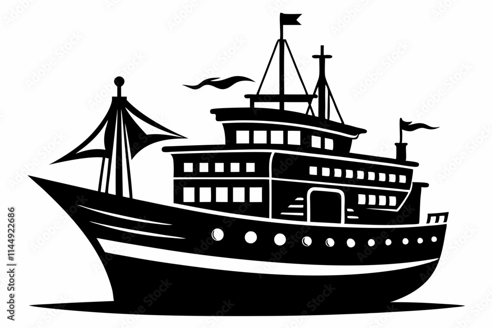 ship line art silhouette vector illustration ship line art silhouette vector illustration
