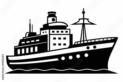 ship line art silhouette vector illustration