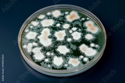 Mold growth on agar showing unique patterns in a laboratory setting photo