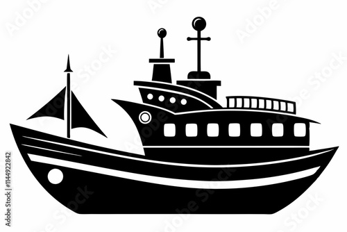 ship line art silhouette vector illustration