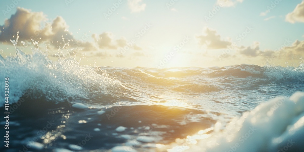 Fototapeta premium Sunset over ocean waves