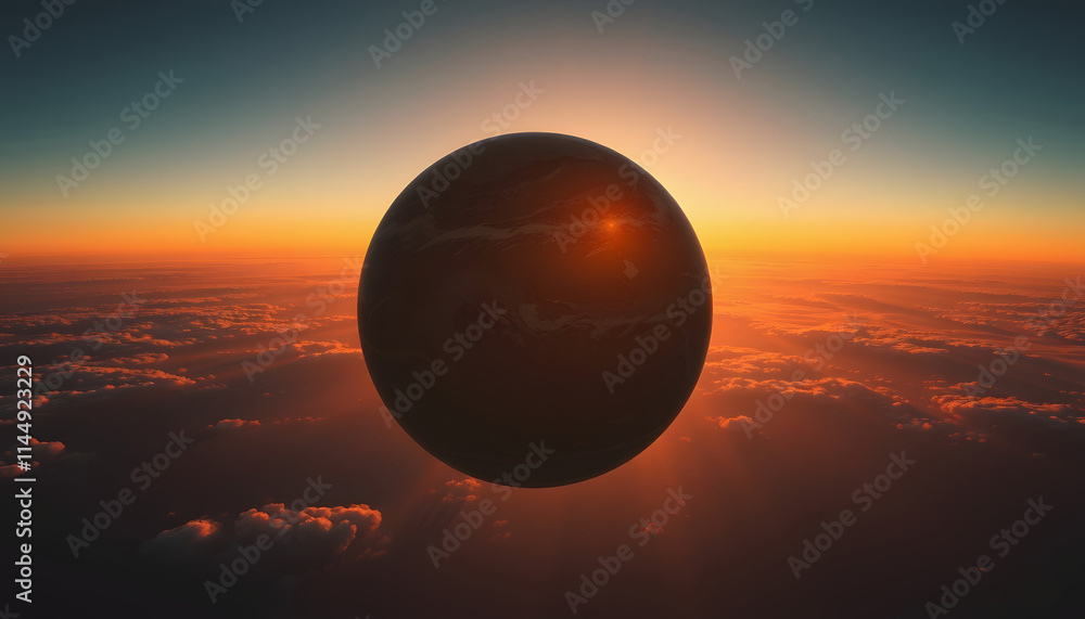 View of the planet Earth during a sunrise, retro style, with white tones View of the planet Earth during a sunrise, retro style, with white tones