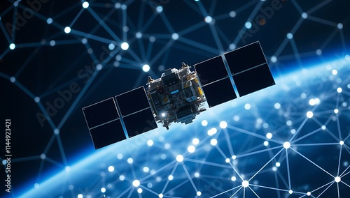 Satellite orbiting Earth within a global network