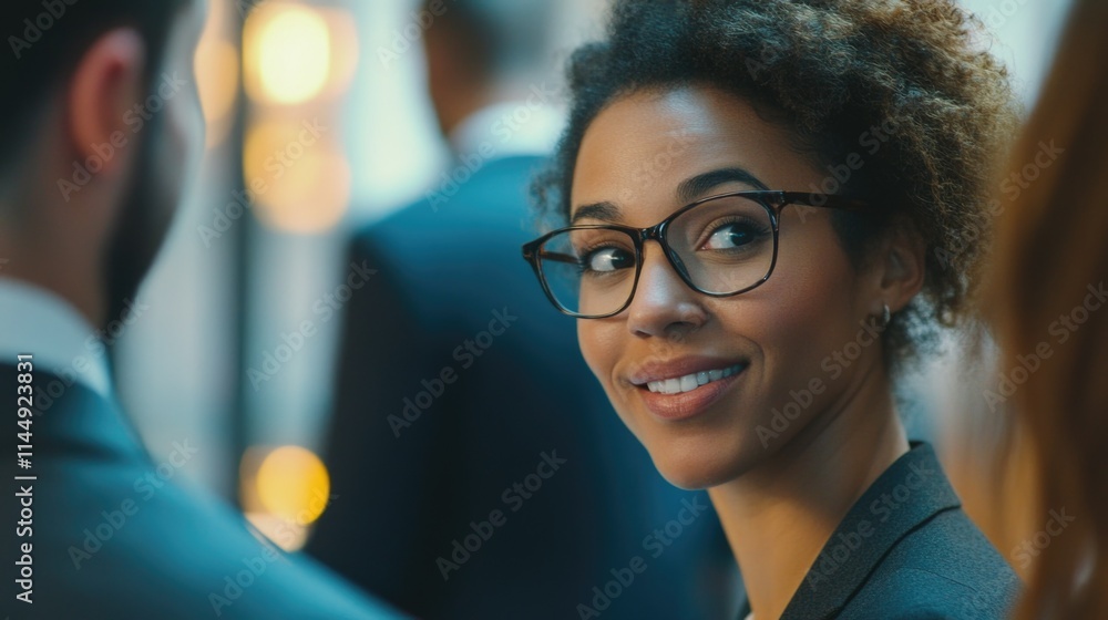 Obraz premium Confident Business Woman at Networking Event