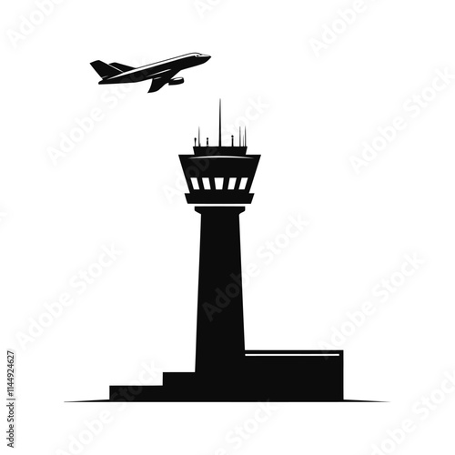 Creative style Airport Control Tower Logo And Icon silhouette vector airport radar and icon vector