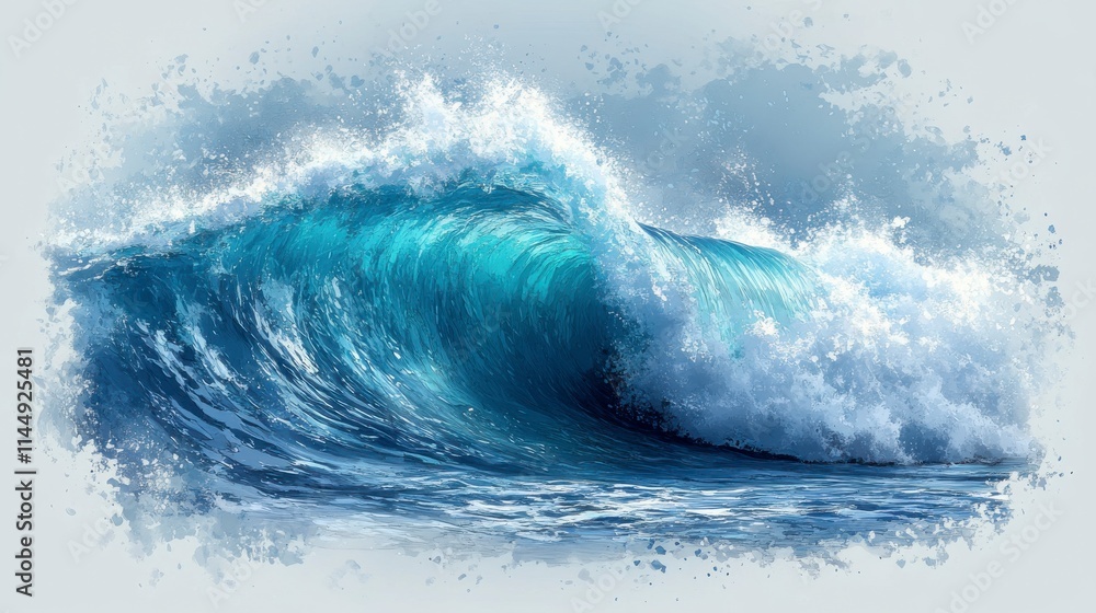 A Majestic Ocean Wave: A Breathtaking Digital Painting of a Powerful Wave