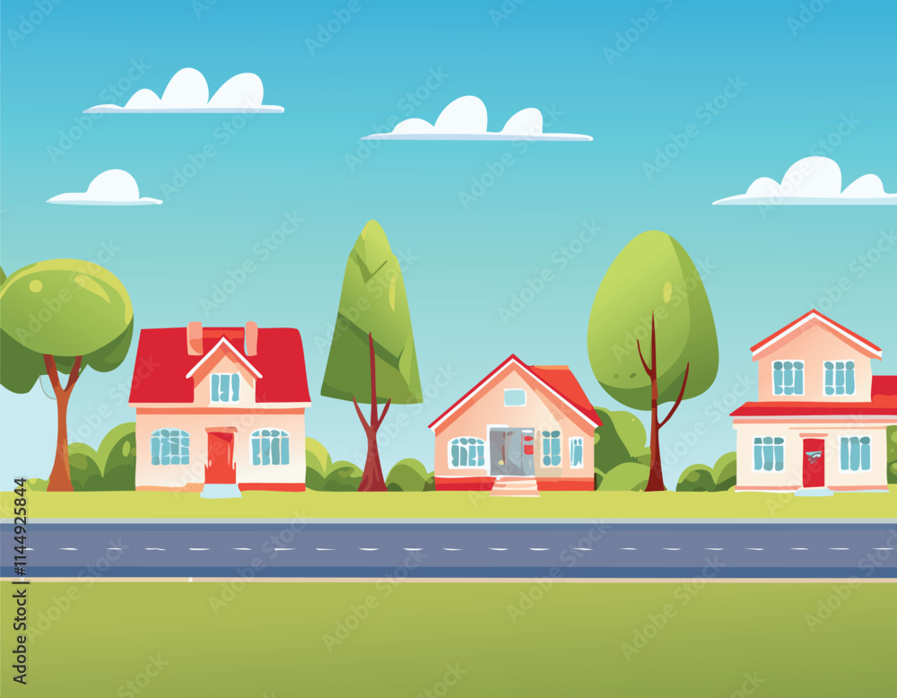 Fototapeta premium landscape with houses and trees