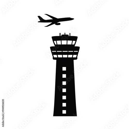 Creative style Airport Control Tower Logo And Icon silhouette vector airport radar and icon vector