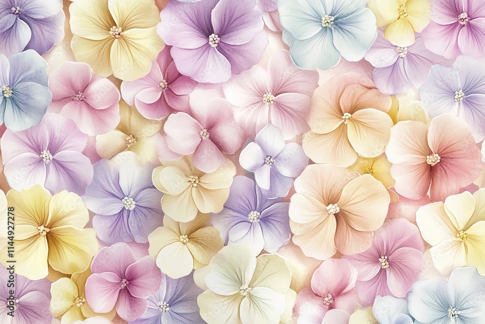 Obraz premium soft organic pattern of watercolor flowers in pastel tones arranged for seamless repetition