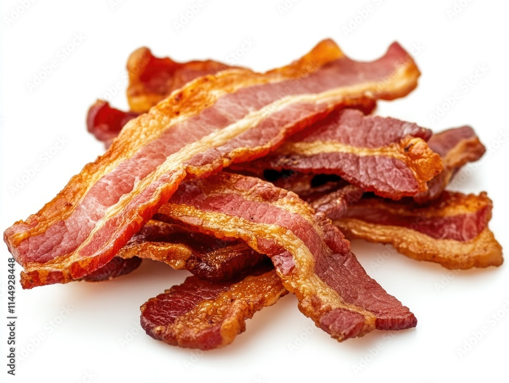 Bacon strips on white background Bacon strips on white background