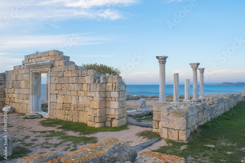 Ruins of the ancient and medieval city of Tauride Chersonesos. Russia, Republic of Crimea, city of Sevastopol.