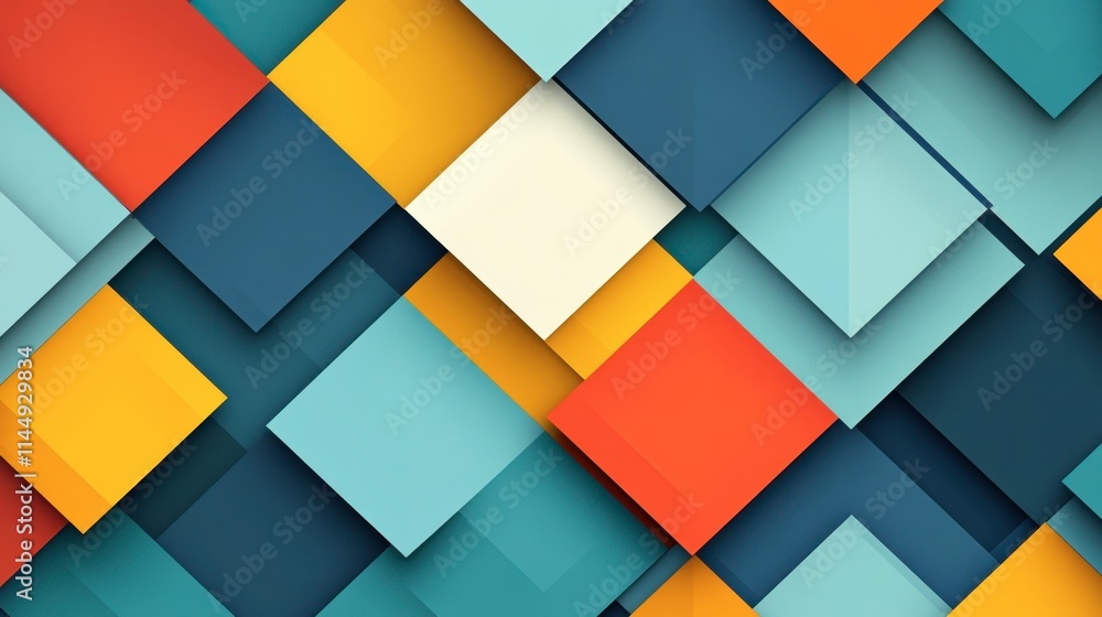 Colorful Geometric Pattern with 3D Square Shapes and Textures Colorful Geometric Pattern with 3D Square Shapes and Textures