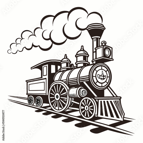 steam engine locomotive illustration on a white background 