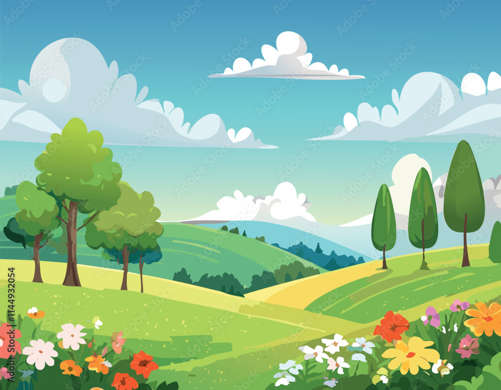 landscape with trees and clouds landscape with trees and clouds