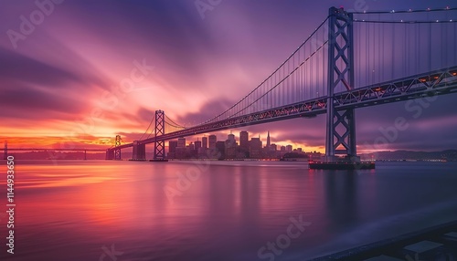 Beautiful cityscape and skyline of San Francisco at sunset, USA