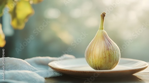 image of a Indian fig on a plate, set against a soft, blurred background