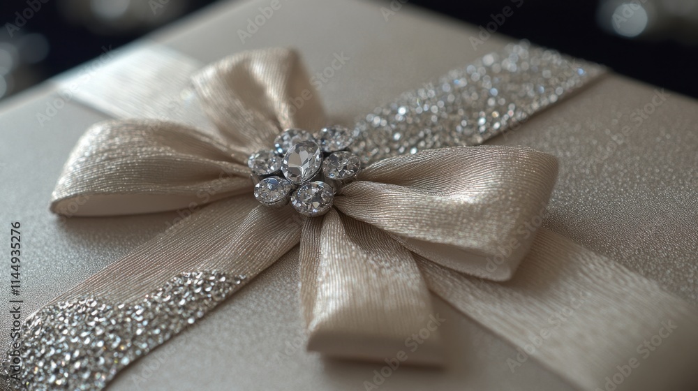 Elegant Gift Box with Shimmering Ribbon and Decorative Bow Elegant Gift Box with Shimmering Ribbon and Decorative Bow
