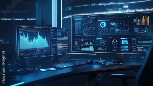 Wallpaper Mural Ai Computer visualization of data monitoring system showing graphs and charts Torontodigital.ca