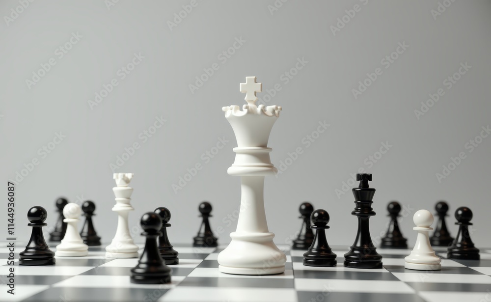 A chess board with black and white pieces on it A chess board with black and white pieces on it