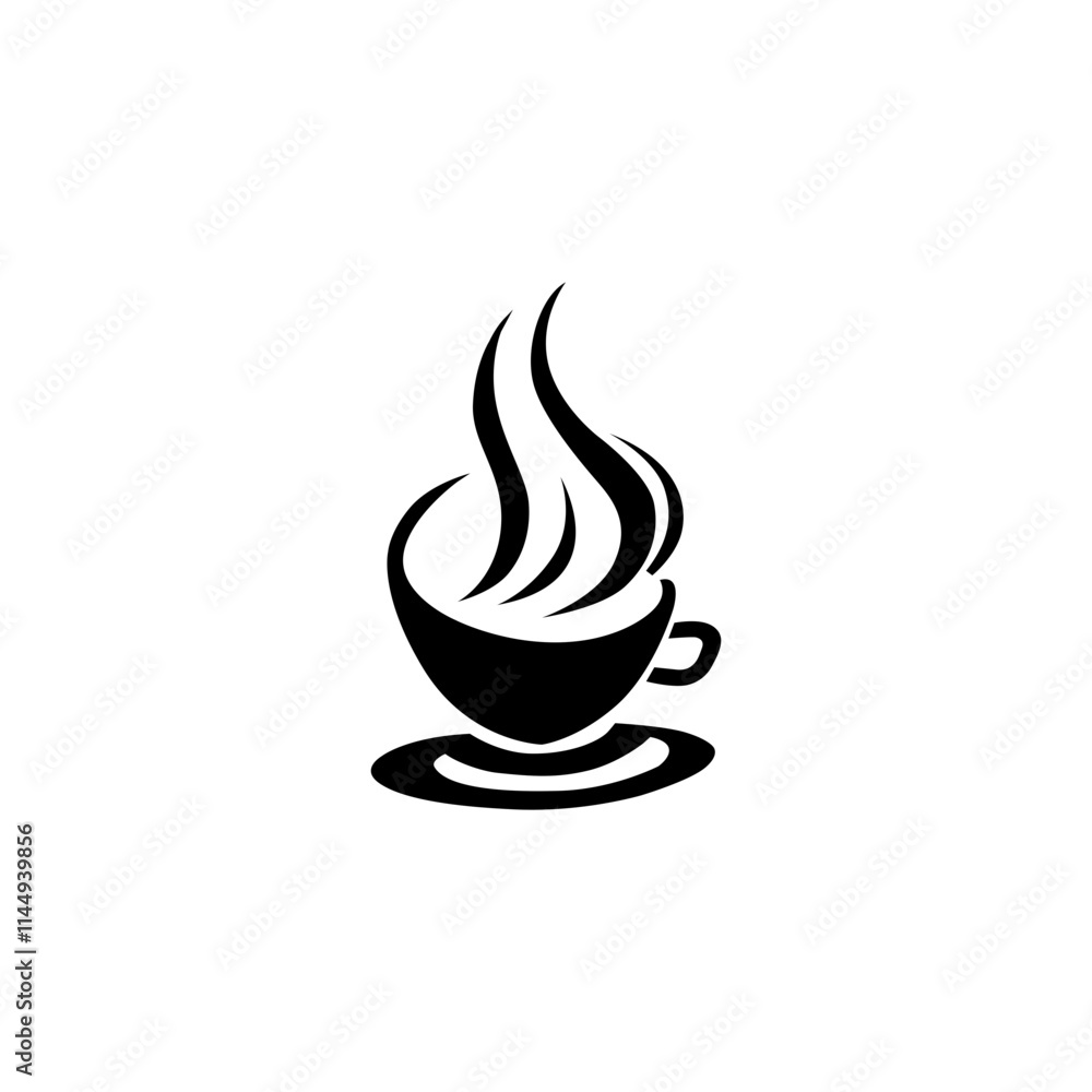 Coffee silhouette vector logo with smoke Coffee silhouette vector logo with smoke