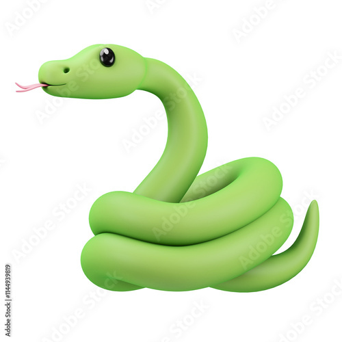 Green Snake Emoji 3D Illustration
