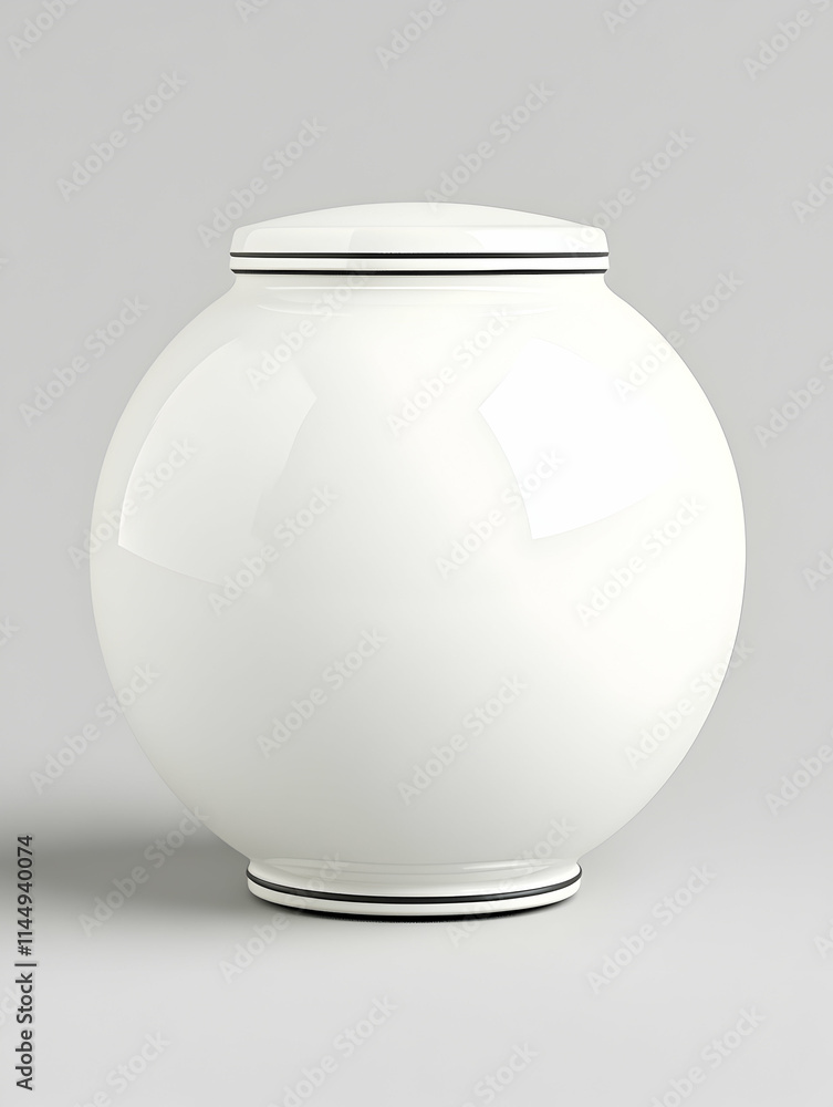 White Ceramic Urn, Studio Shot, Simple Background, Funeral Remembrance. White Ceramic Urn, Studio Shot, Simple Background, Funeral Remembrance.