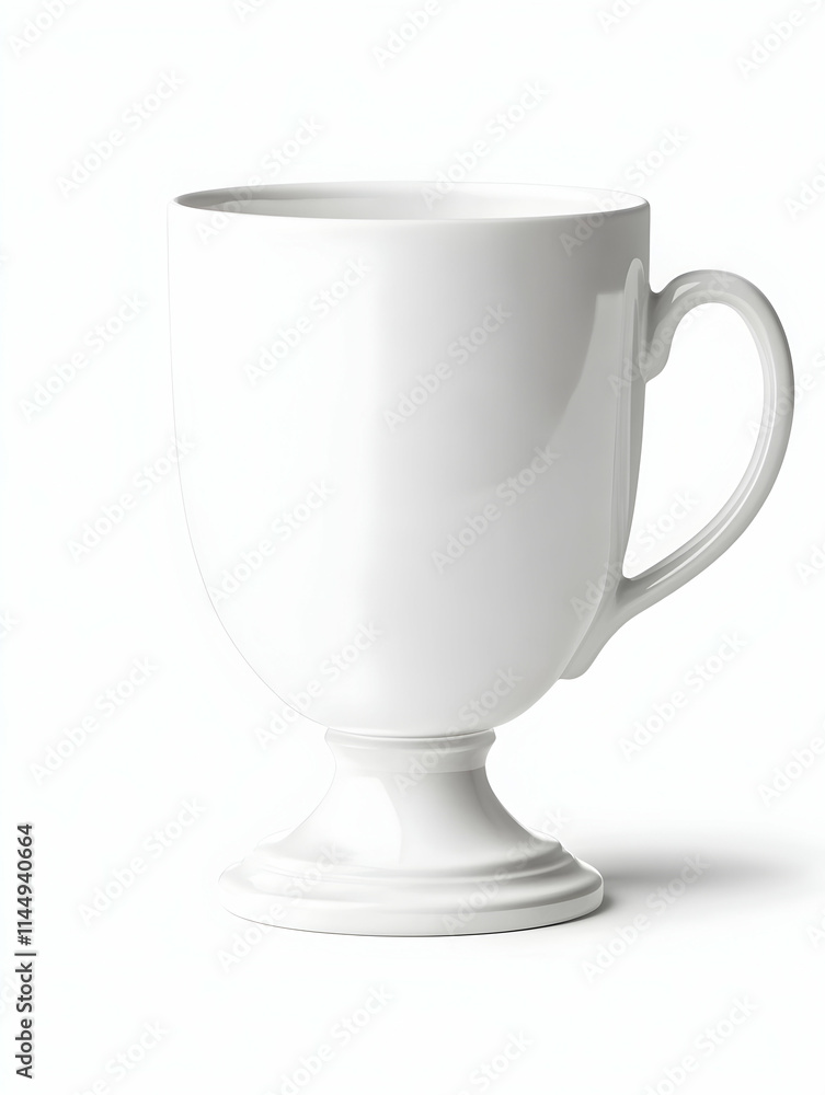 White pedestal mug, isolated on white background, for branding or design projects. White pedestal mug, isolated on white background, for branding or design projects.