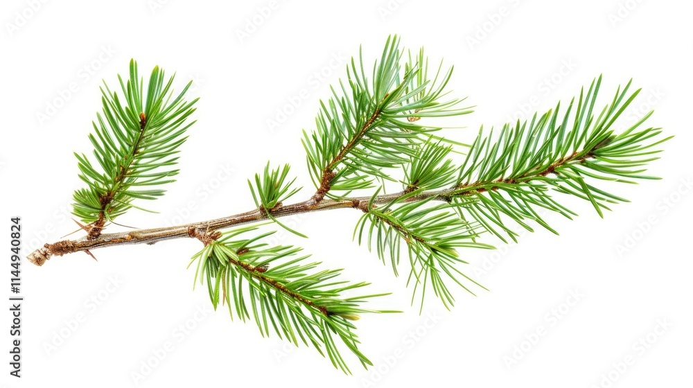 Pine Branch On White. Green Spruce Twig Isolated on White Background Pine Branch On White. Green Spruce Twig Isolated on White Background