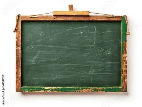 School Chalkboard. Blackboard with Chalk and Eraser in Classroom Setting photo