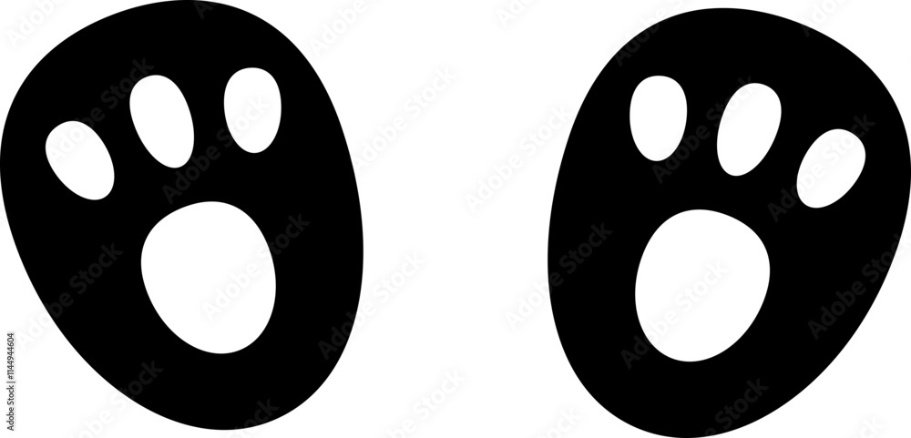 Fototapeta premium Cute bunny paw silhouette. lsolated rabbit feet. Easter icon. Transparent background.