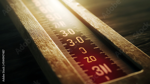 Degree (n) – A thermometer showing 30 degrees Celsius, 8K, hyper-realistic photo