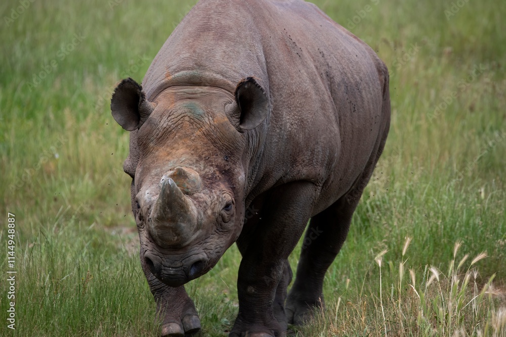 Fototapeta premium The Eastern Black Rhinoceros (Diceros bicornis michaeli), also known as the East African Black Rhinoceros.