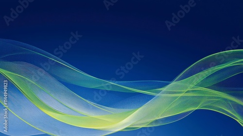 Abstract Waves of Light in Shades of Blue and Green Flowing Elegantly Across a Dark Background, Creating a Calming and Dynamic Visual Experience