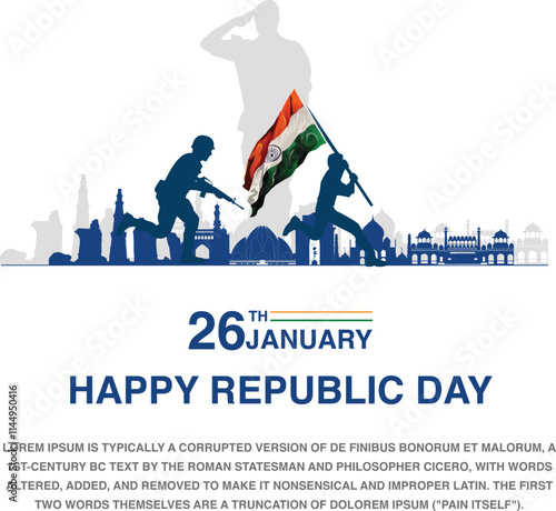 26 th January Indian Republic Day banner template design with Indian flag