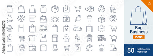 Bag icons Pixel perfect. shopping, check, commerce,...	
