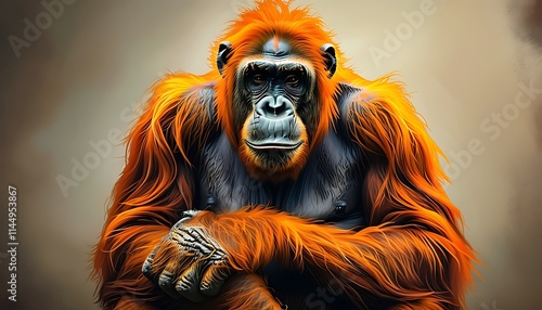 Majestic Orangutan Posing in Dramatic Artistic Style photo