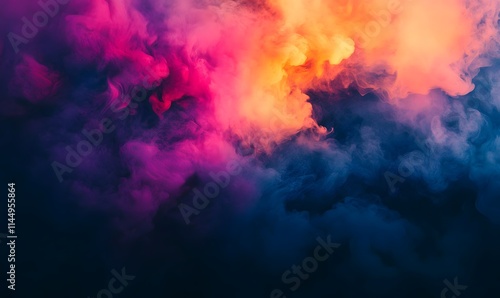 Vivid smoke with pink, orange, blue wispy layers.