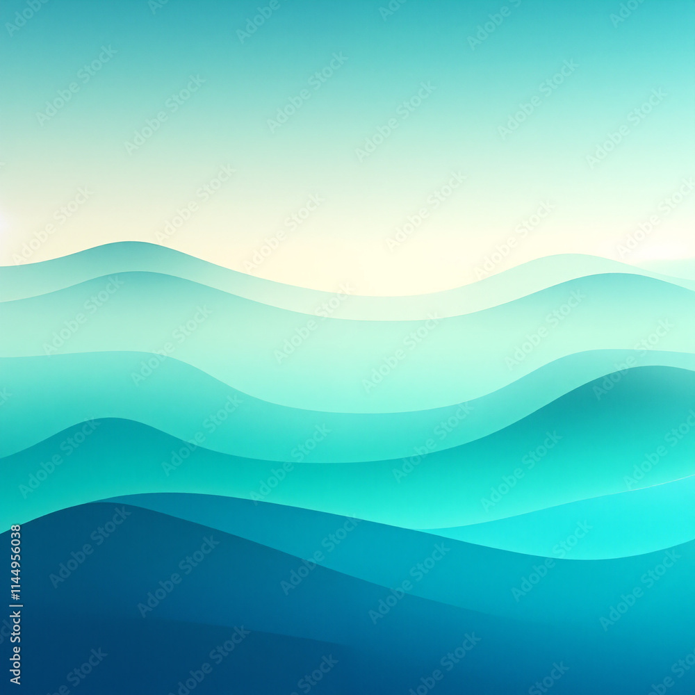 A blue ocean with waves and a white sky. The water is calm and peaceful. The sky is clear and bright, with the sun shining down on the water. Concept of tranquility and serenity A blue ocean with waves and a white sky. The water is calm and peaceful. The sky is clear and bright, with the sun shining down on the water. Concept of tranquility and serenity