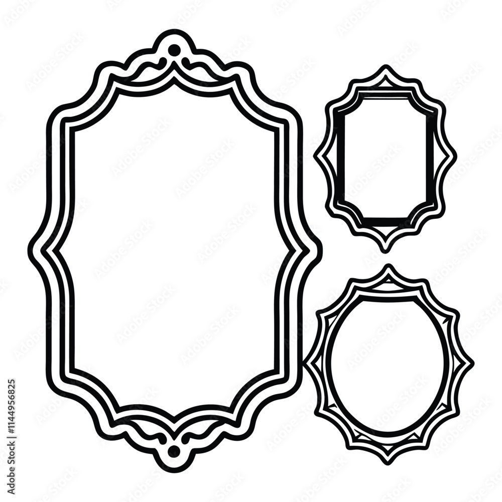 Elegant Black Line Art Picture Frames in Various Shapes Elegant Black Line Art Picture Frames in Various Shapes