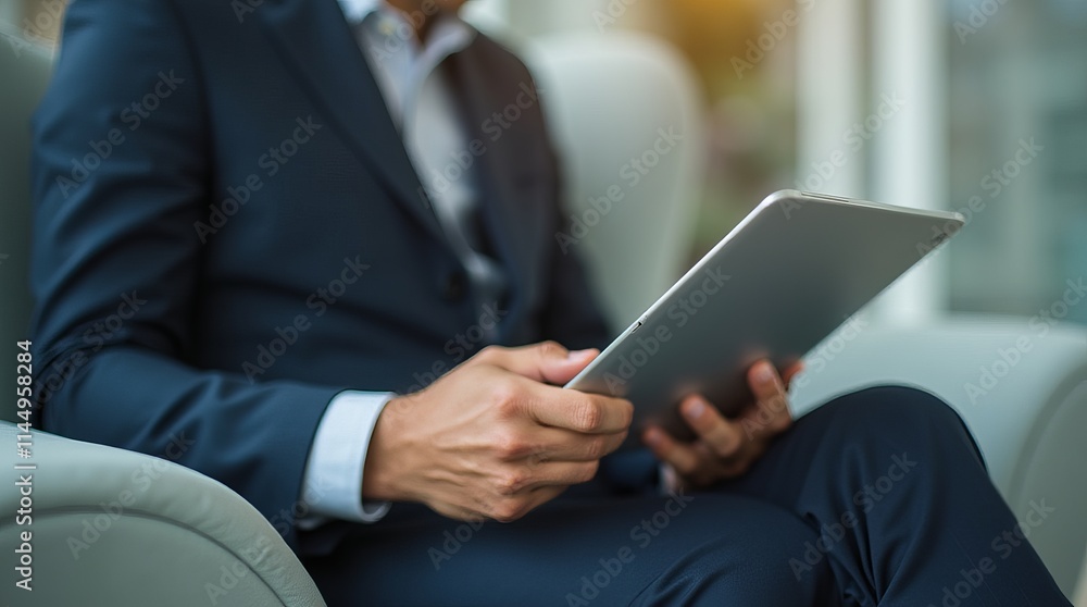 Businessman Using a Tablet for Financial Planning Businessman Using a Tablet for Financial Planning