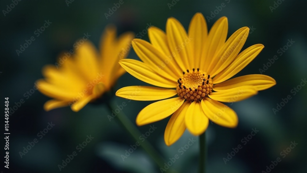 vibrant yellow daisies dark moody background selective color vibrant yellow daisies dark moody background selective color